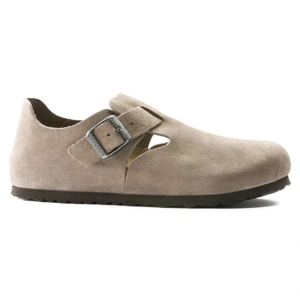 Birkenstock London Suede Leather Clogs Taupe
